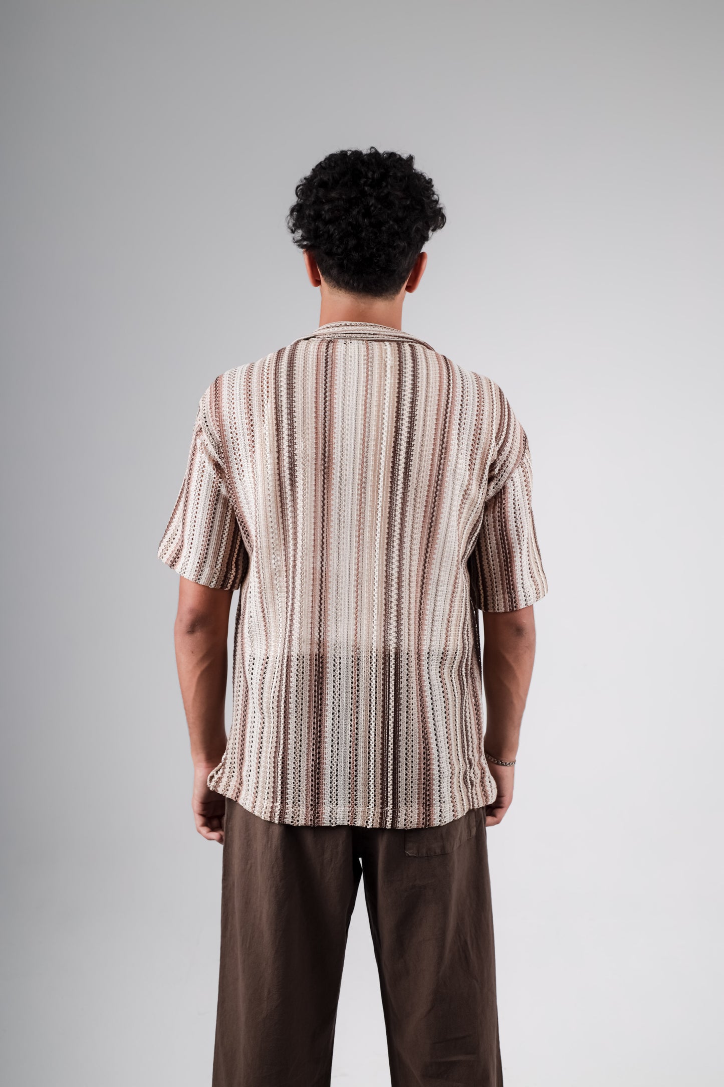 Knitted crochet striped shirt