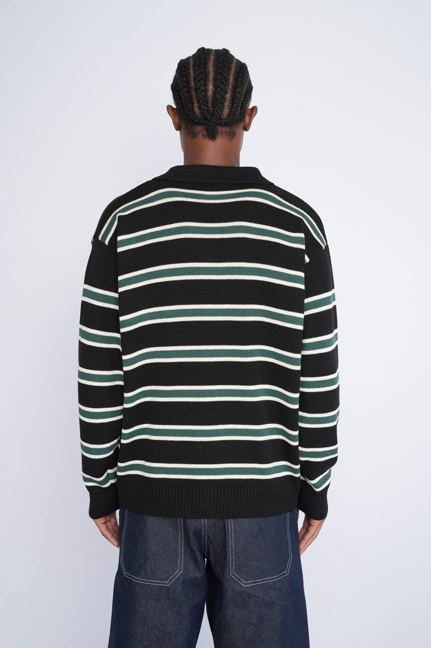 Striped polo knitted sweater
