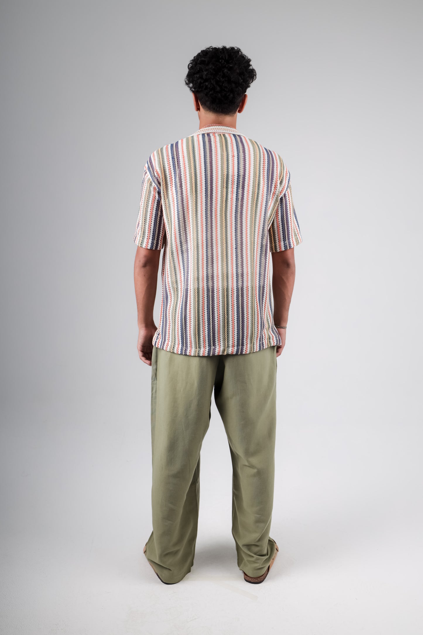 Knitted crochet striped shirt