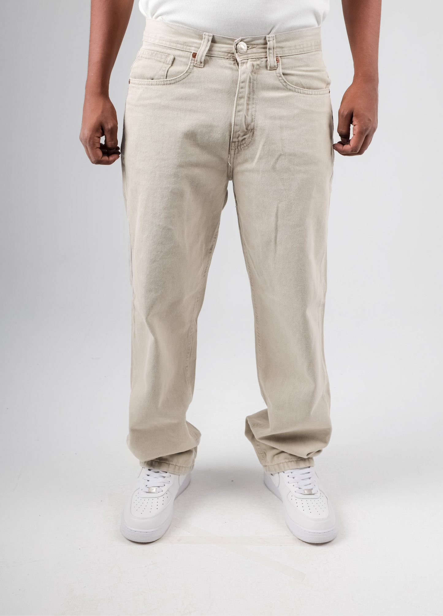 Baggy jeans in beige washed