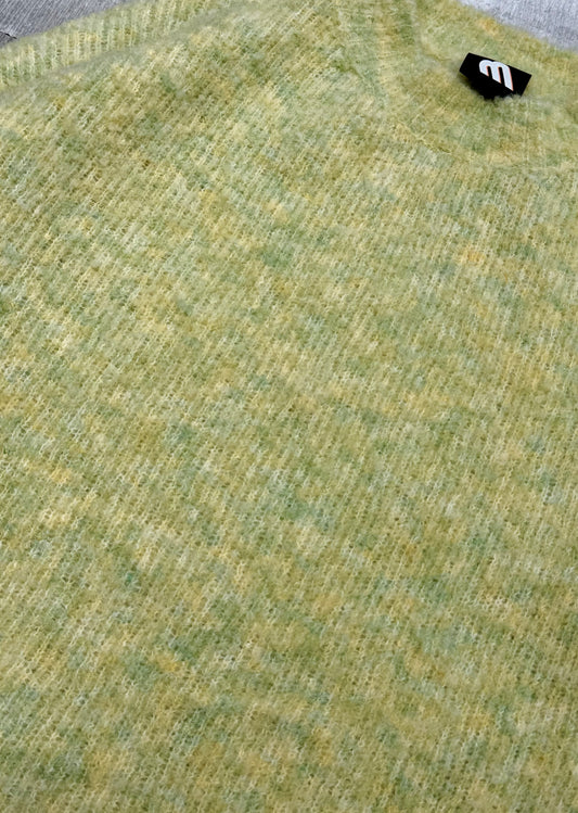 Crew neck fuzzy knit sweater