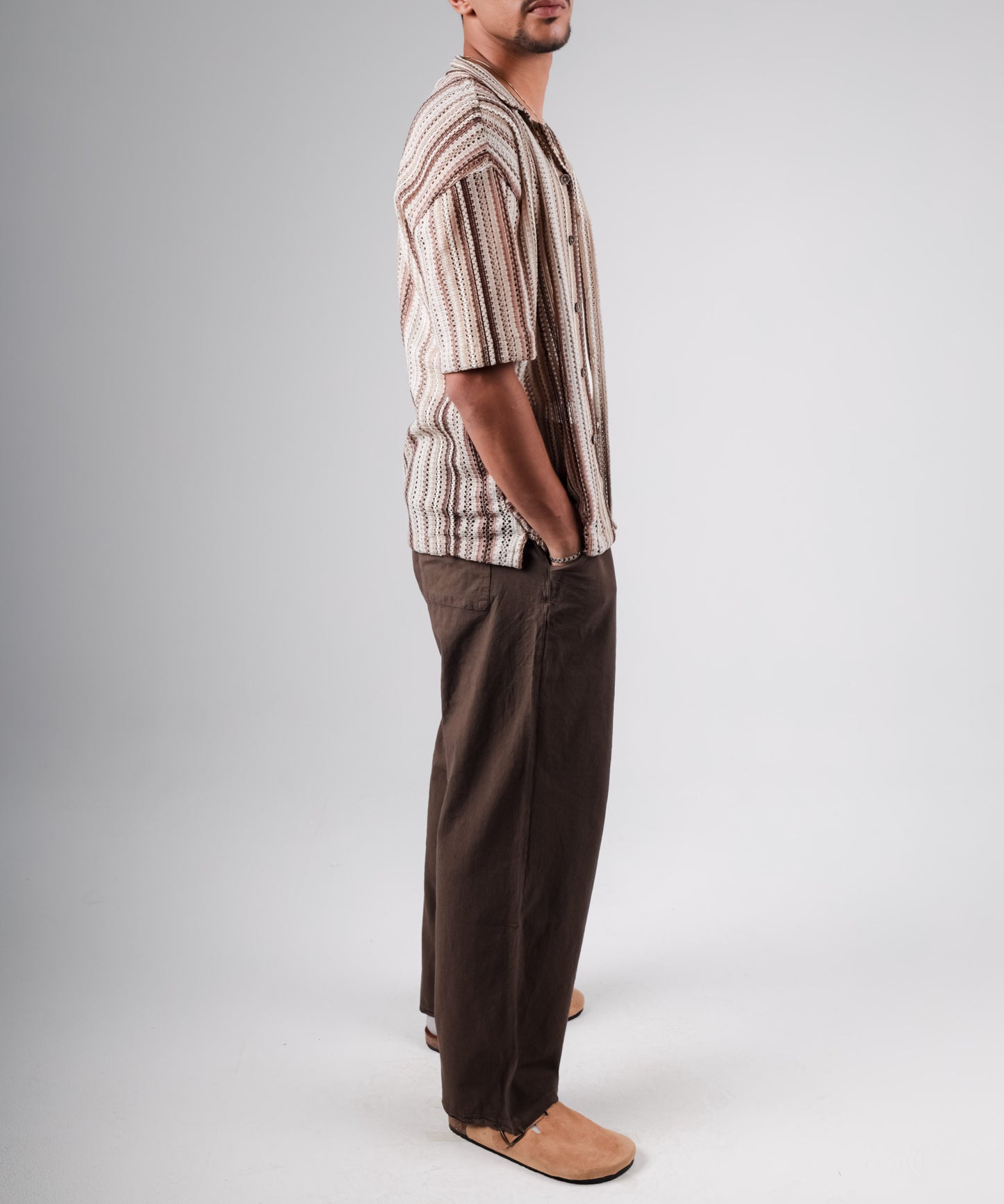 Knitted crochet striped shirt