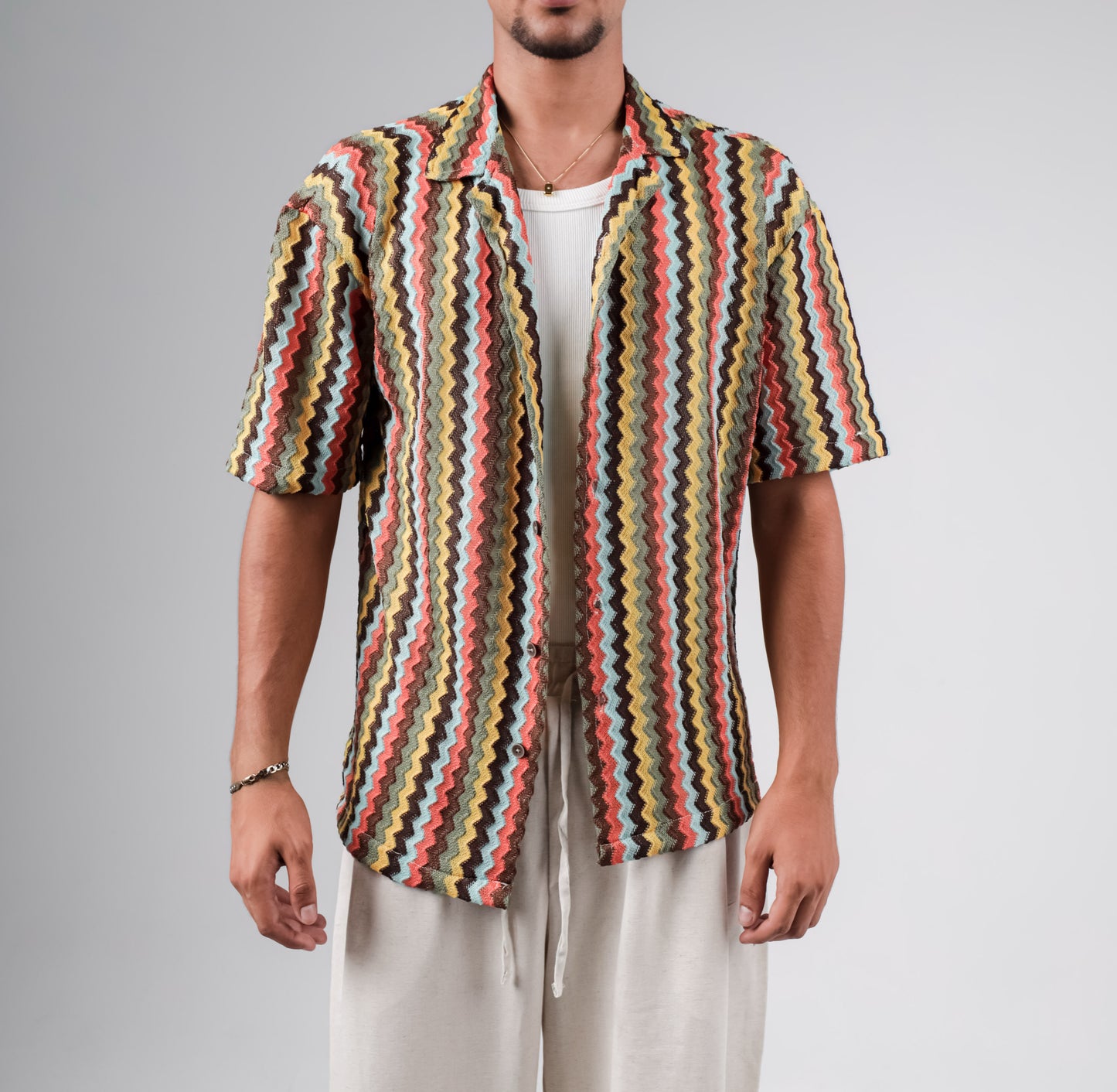 Knitted striped colorful shirt