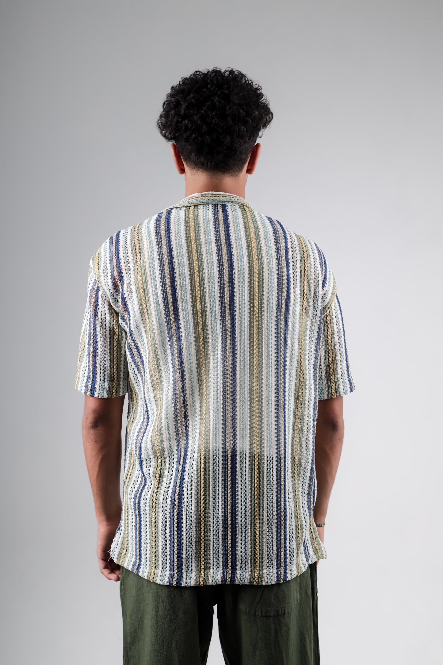 Knitted crochet striped shirt