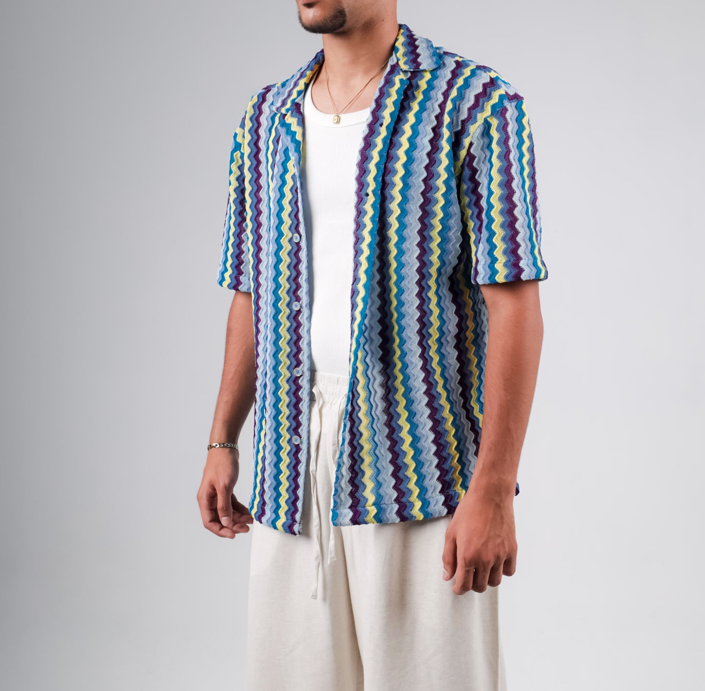 Knitted striped colorful shirt