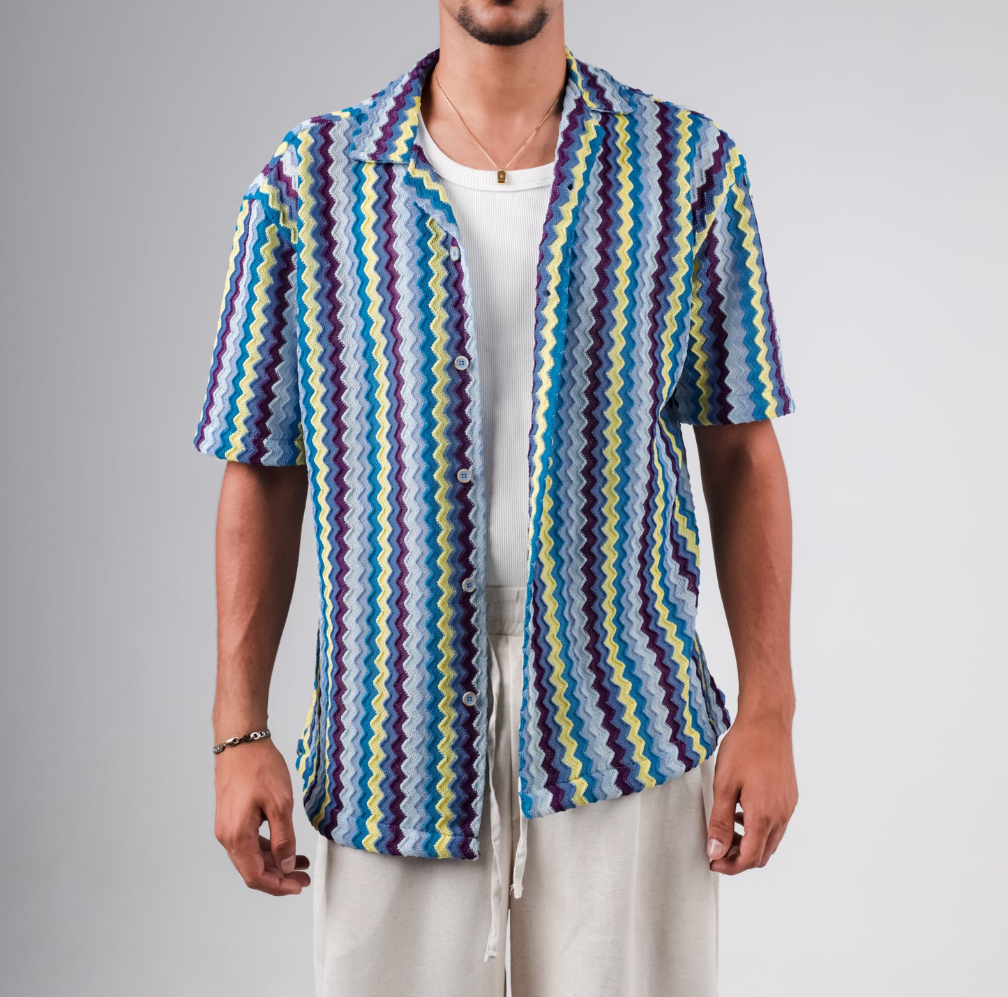 Knitted striped colorful shirt