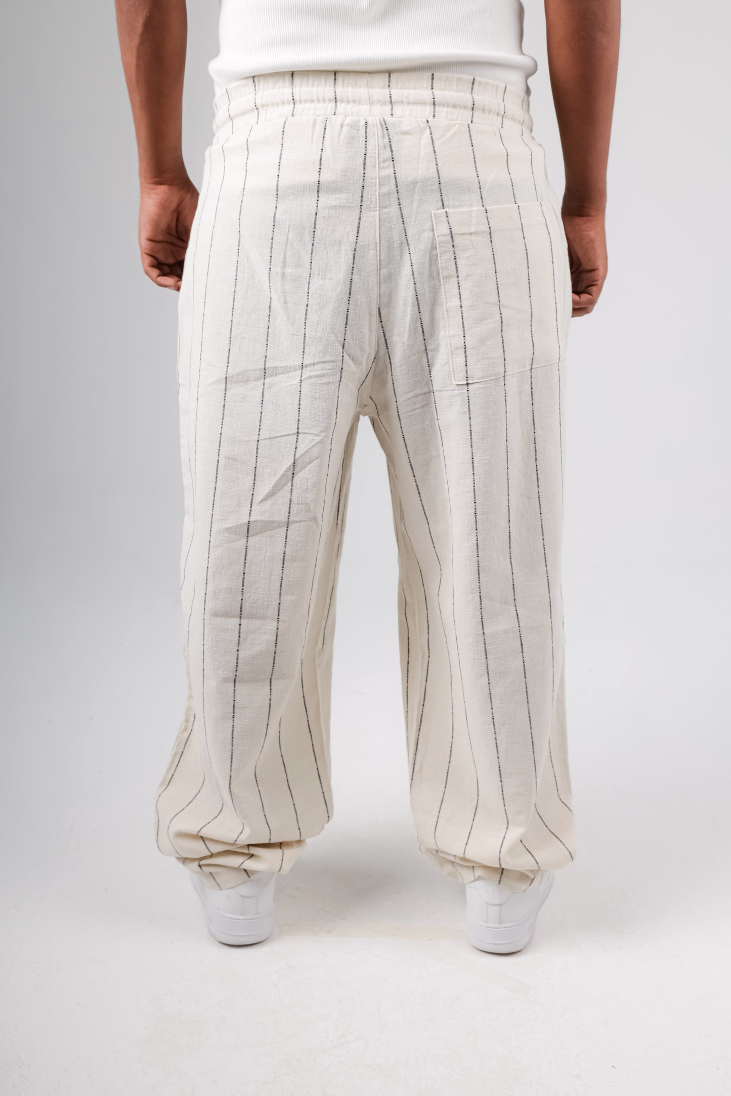 Baggy striped linen trousers