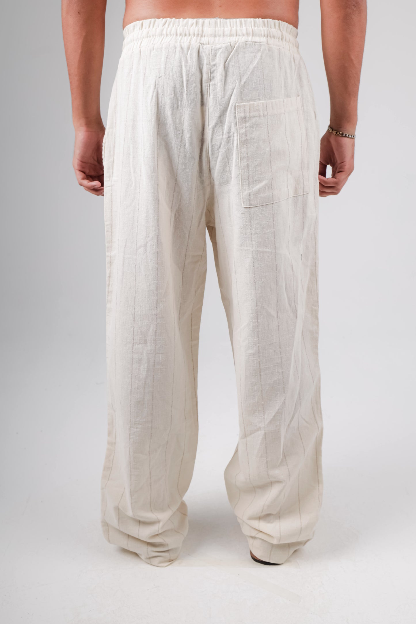 Baggy striped linen trousers