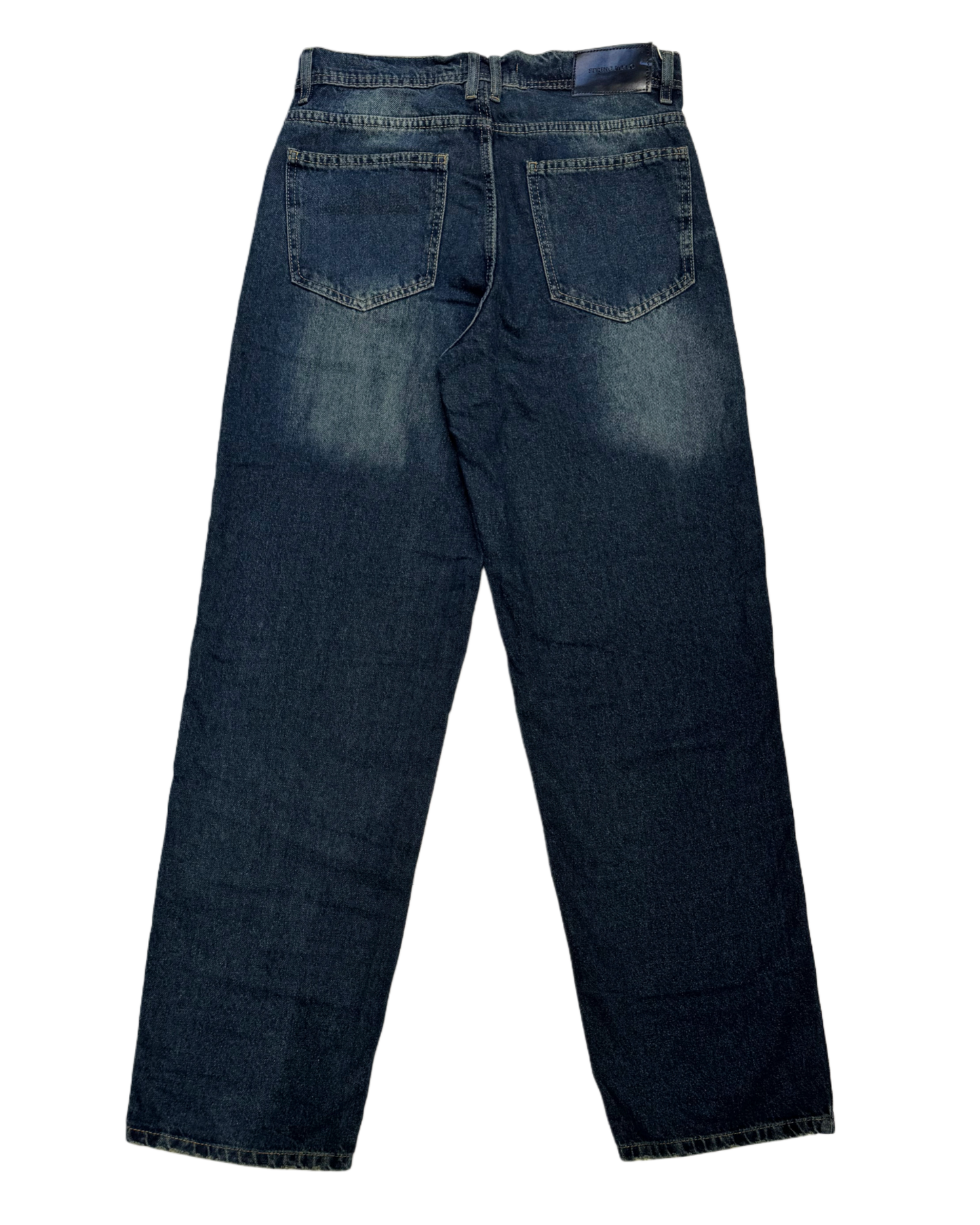Baggy jeans in dark blue washed with green shades