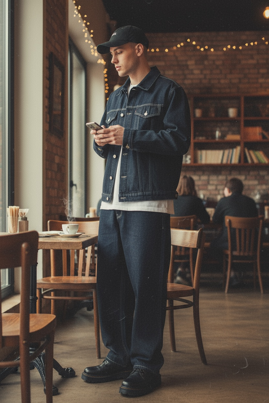 Denim set baagy jeans+boxy jacket
