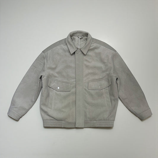 Faux suede bomber jacket in gray