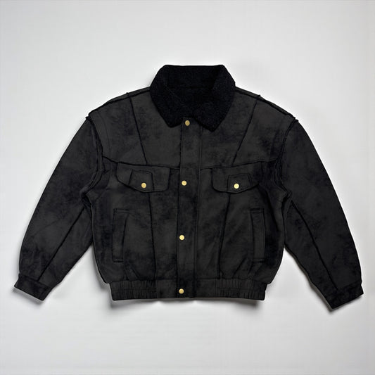 Faux leather bomber jacket