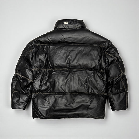 Leather puffer jacket