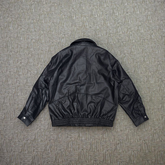 Black Leather Bomber Jacket