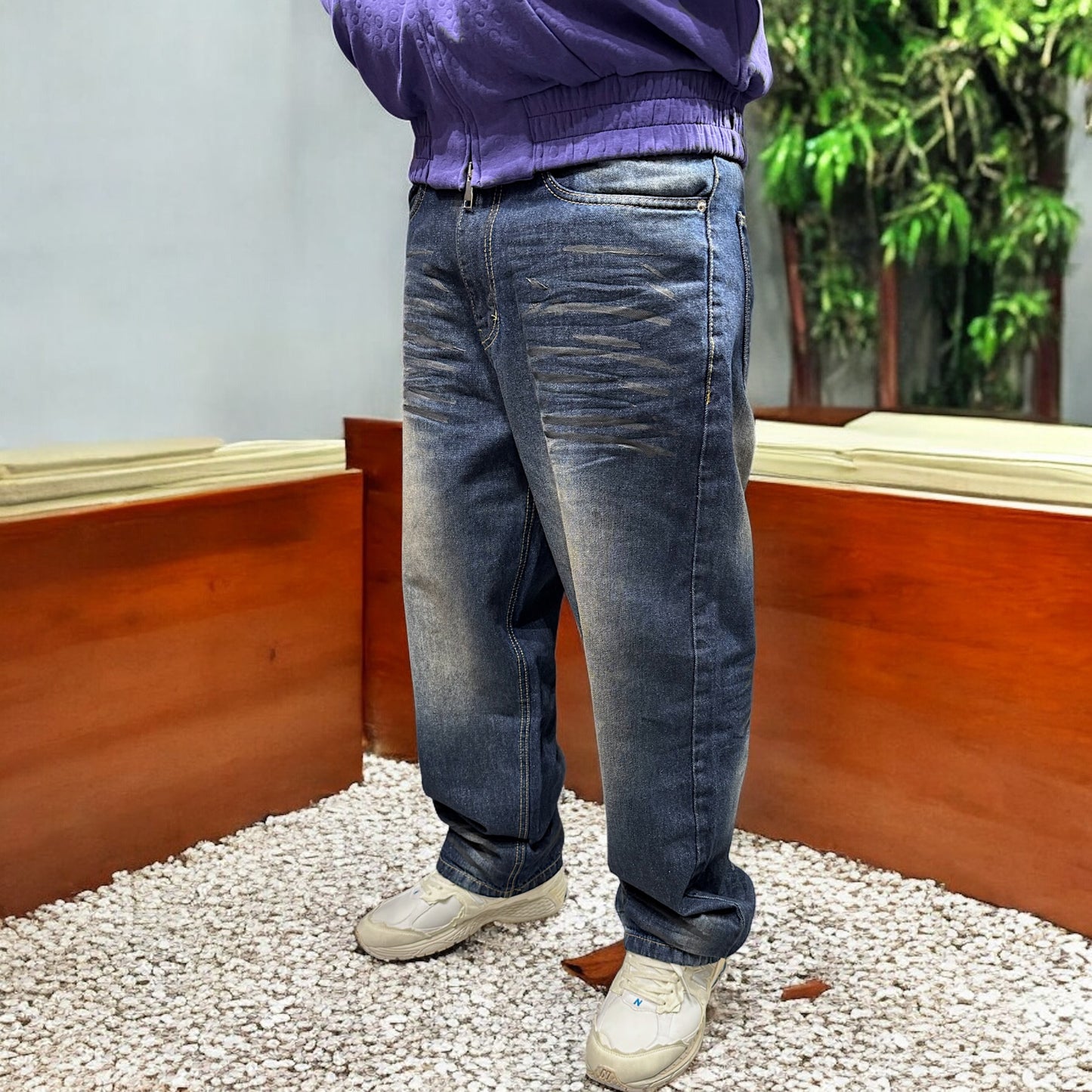 Baggy fit jeans dark blue washed