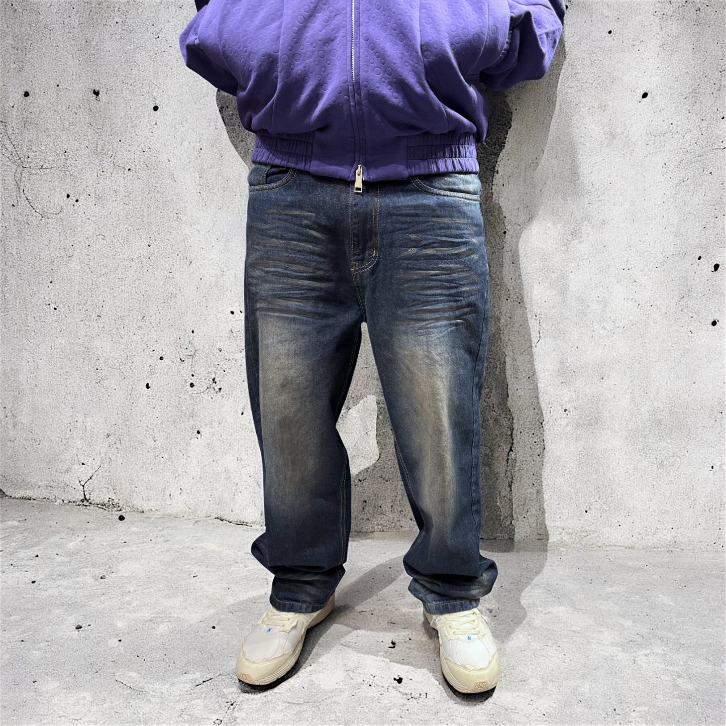 Baggy fit jeans dark blue washed