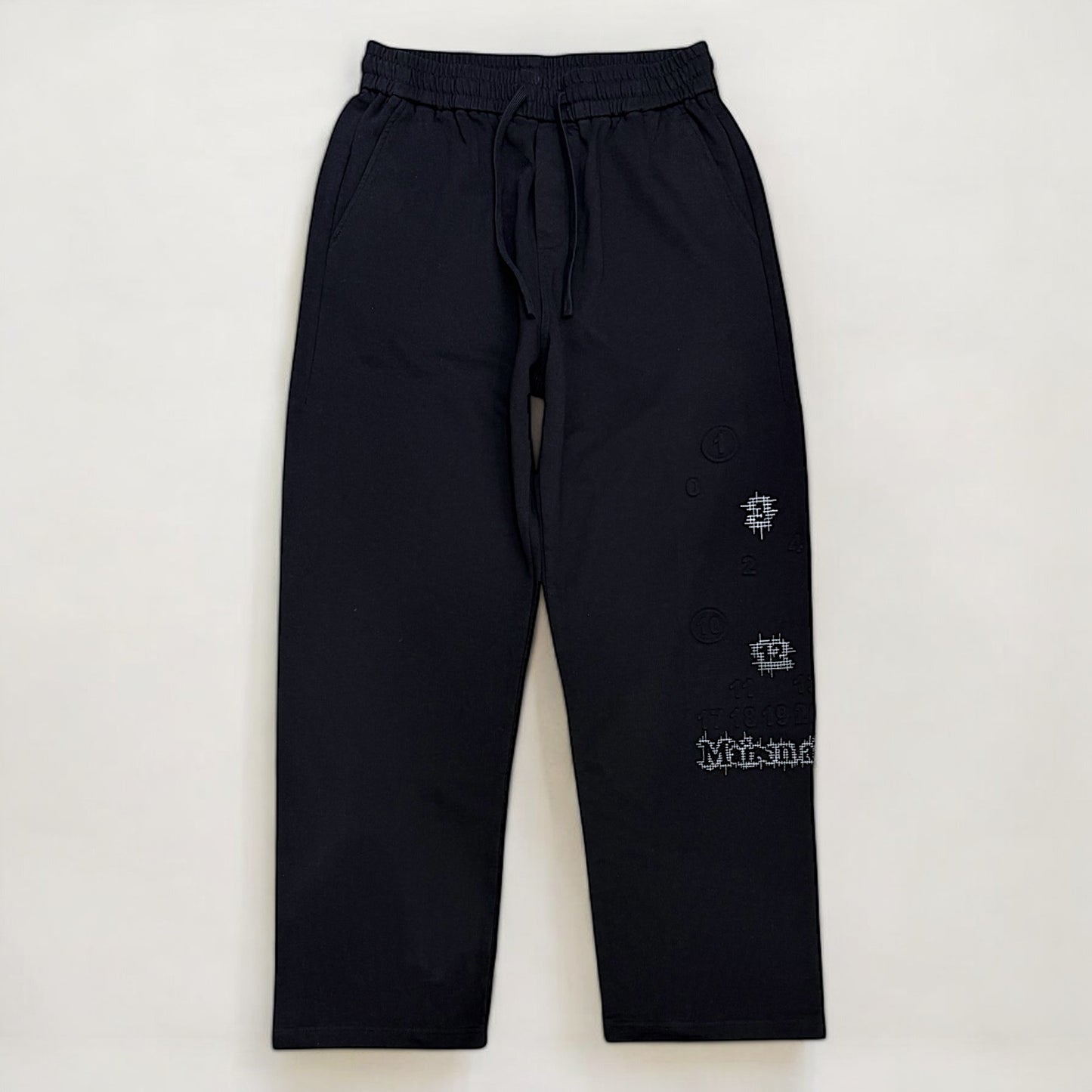 Wide leg printed sweatpants in black
