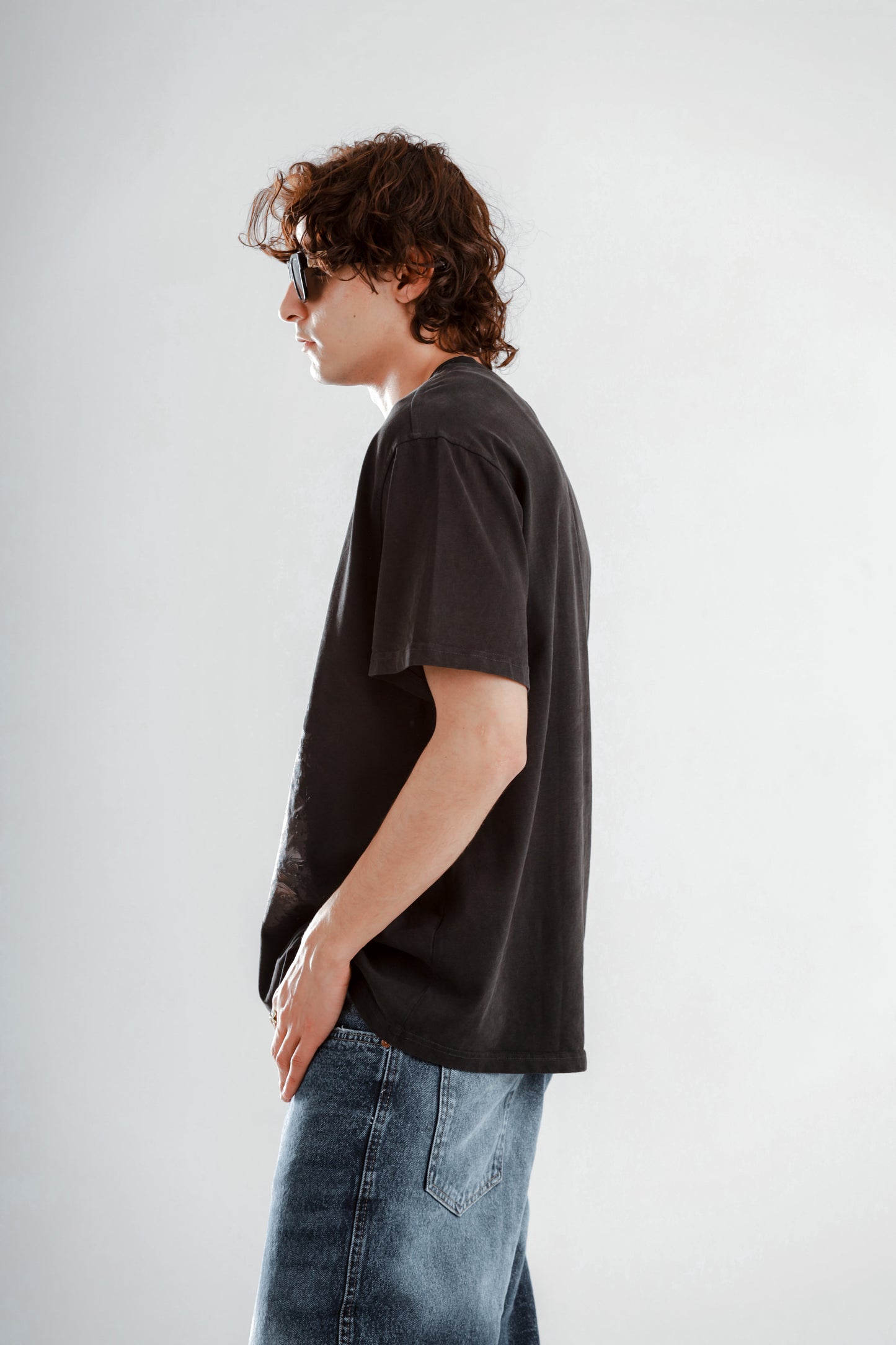 Washed tshirt with front tiger print