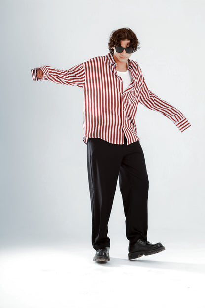 Lose fit long sleeve wide striped shirt