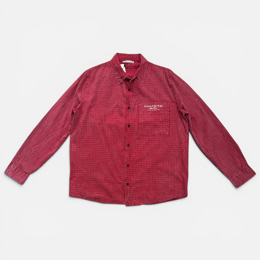 Washed long sleeve checked shirt