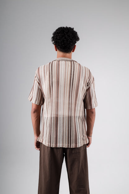 Knitted crochet striped shirt