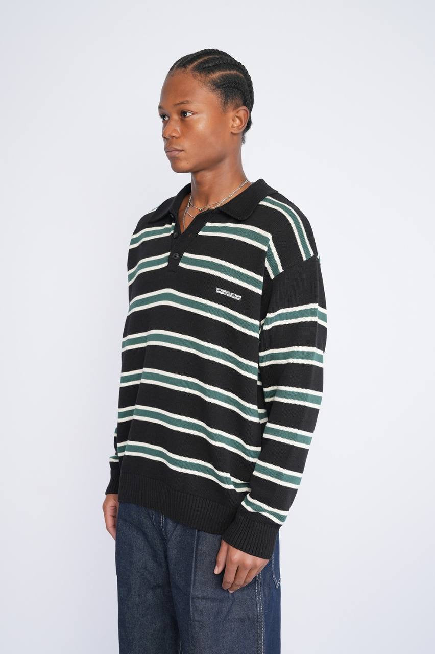 Striped polo knitted sweater