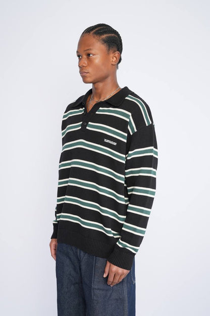 Striped polo knitted sweater