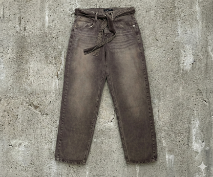 Denim pants in ligh brown washed