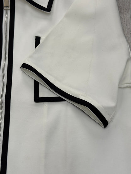 Cropped outline zip up shirt
