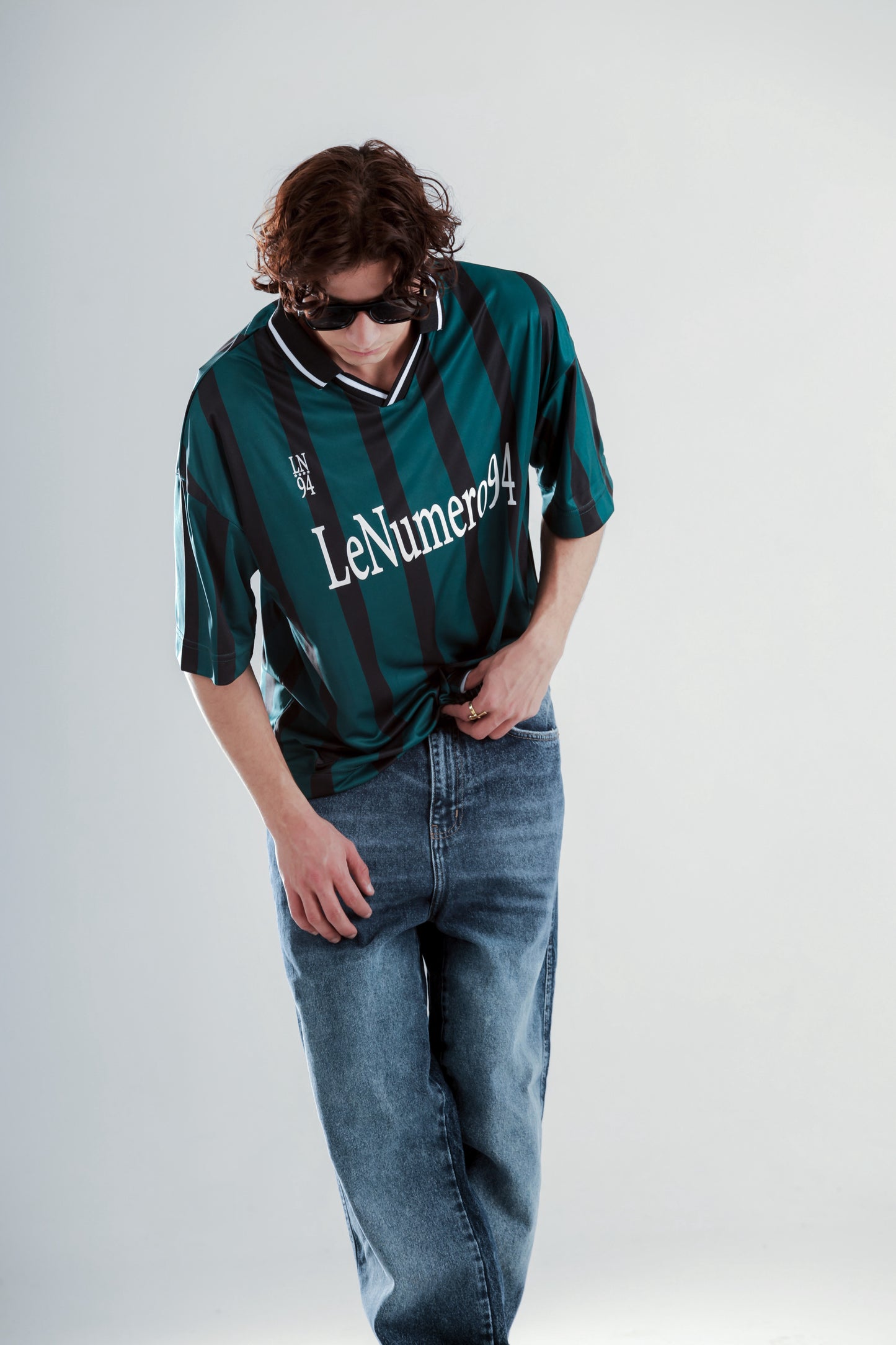 Football jersey polo shirt with striped printed