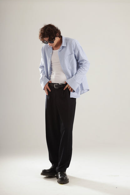 Lose fit long sleeve striped shirt