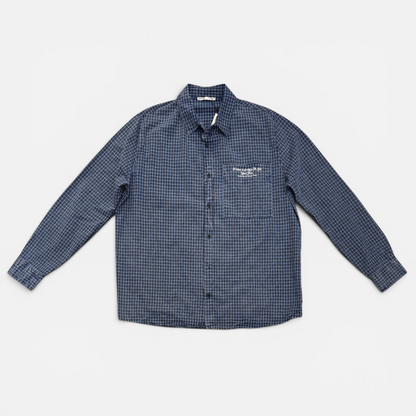 Washed long sleeve checked shirt