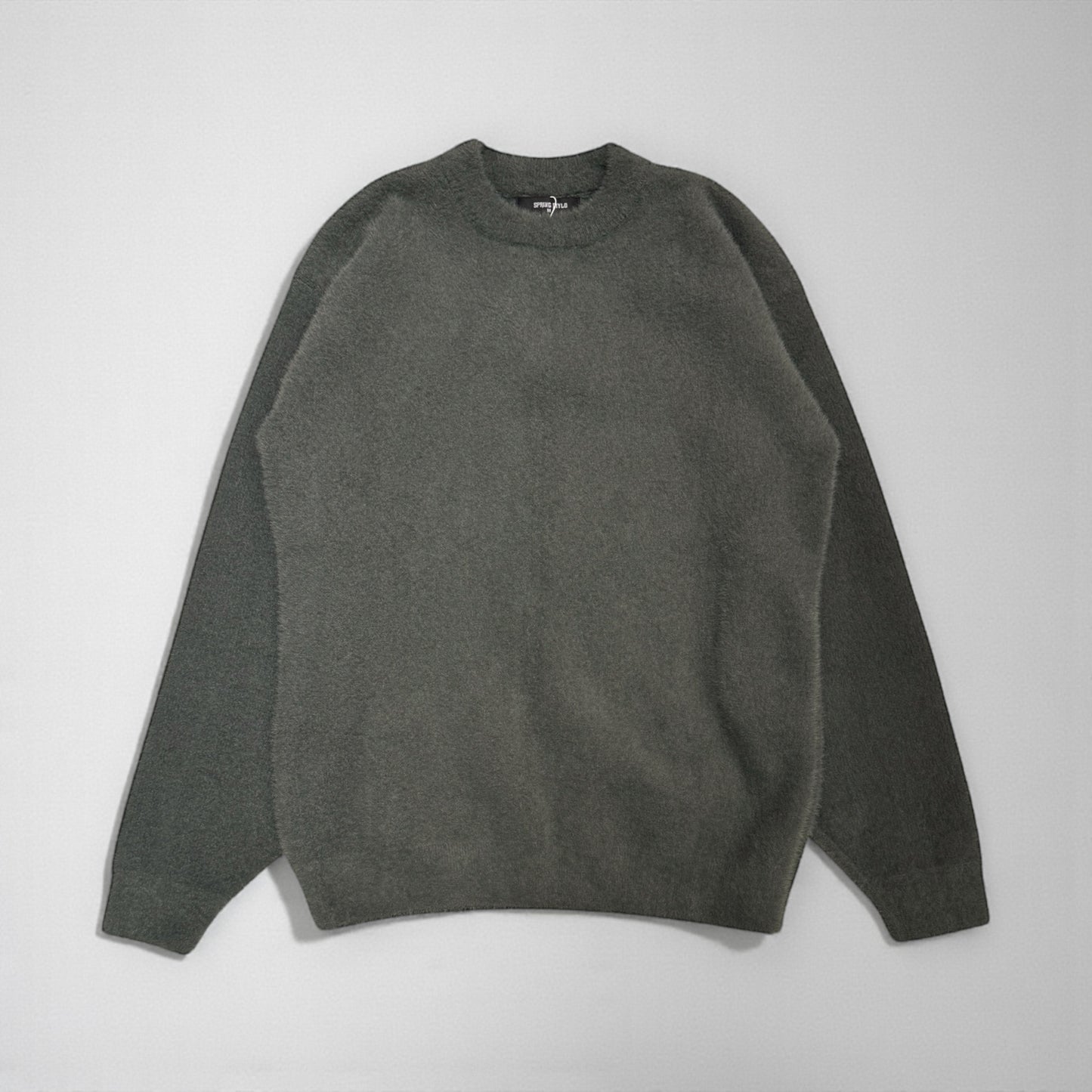 Crew neck Knitted sweater short mohair