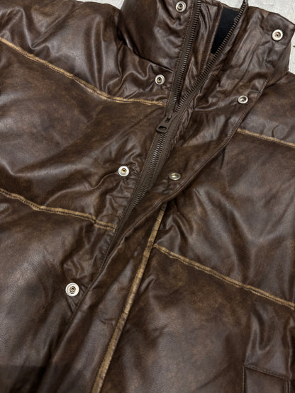 Leather puffer jacket