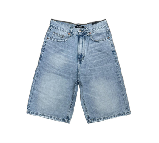 Baggy denim short in sky blue washed