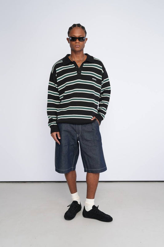 Striped polo knitted sweater