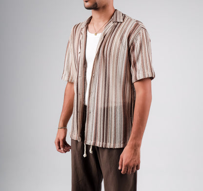Knitted crochet striped shirt