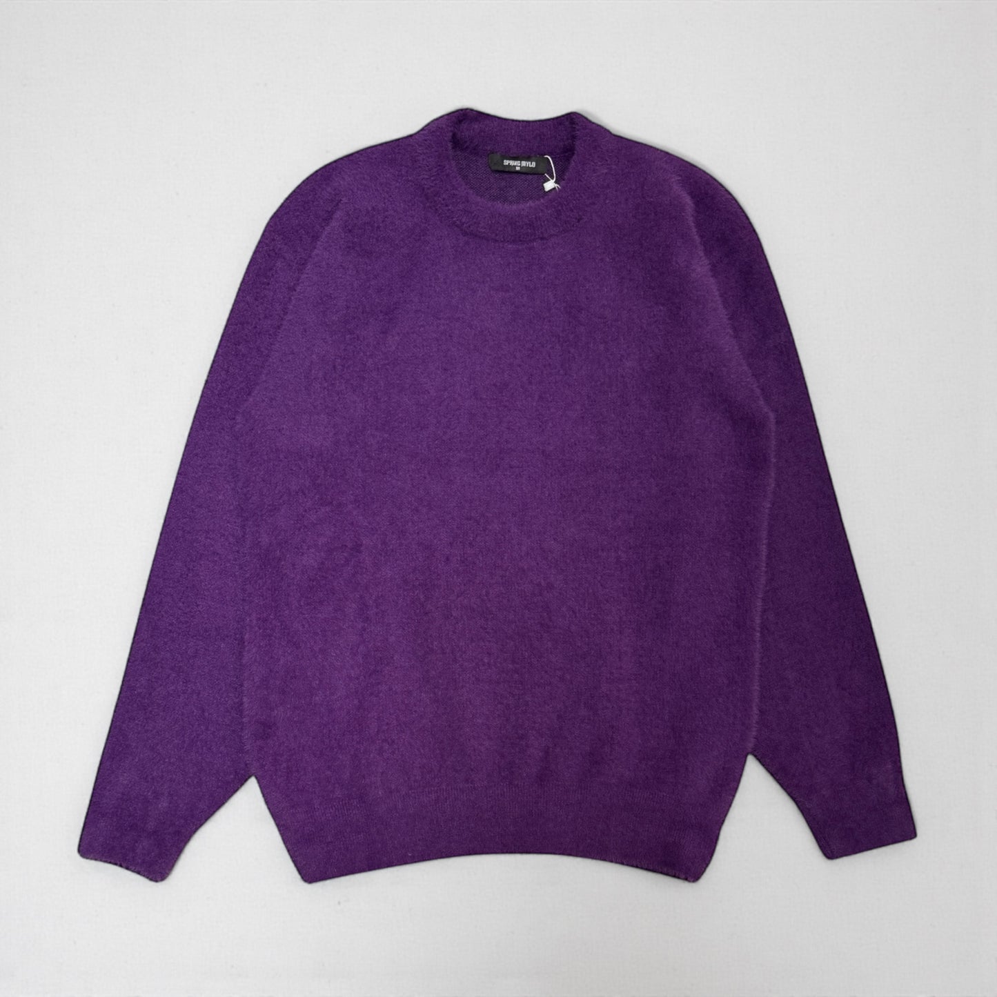 Crew neck Knitted sweater short mohair