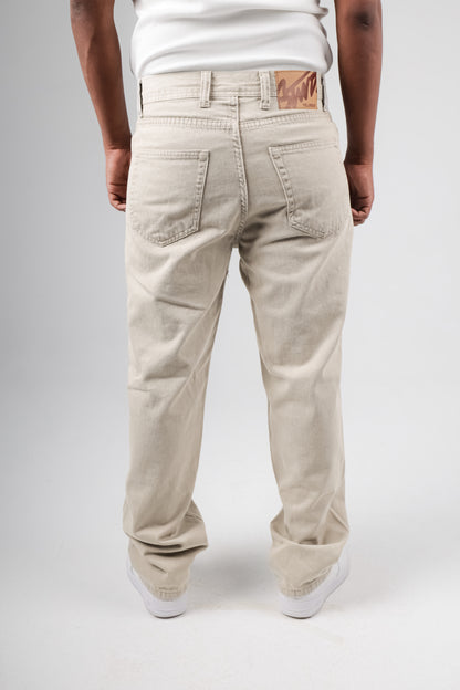 Baggy jeans in beige washed