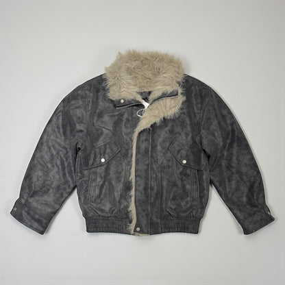 Faux Suede Aviator Jacket