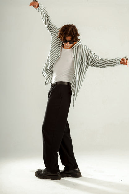 Lose fit long sleeve wide striped shirt