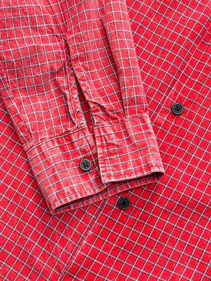 Washed long sleeve checked shirt