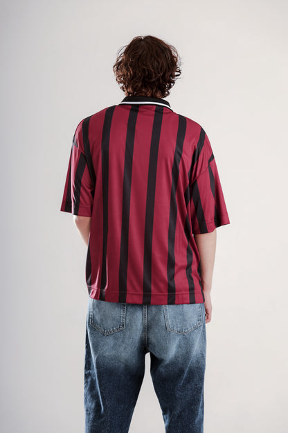 Football jersey polo shirt with striped printed