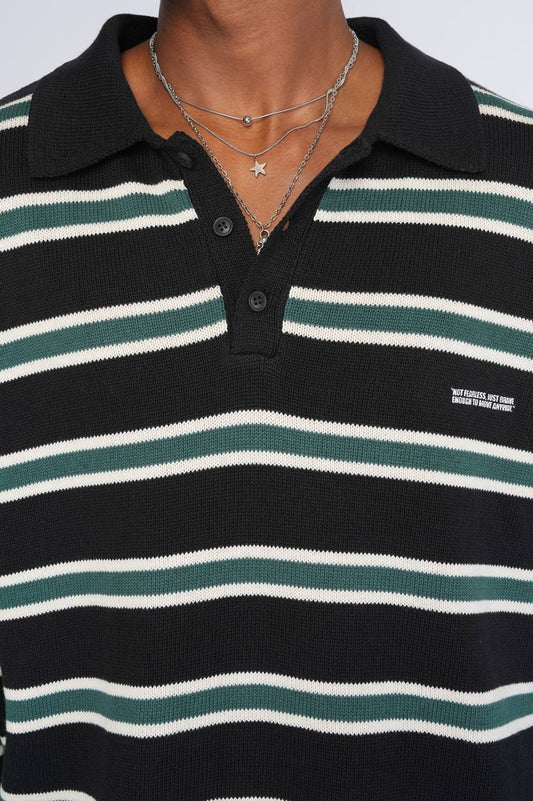 Striped polo knitted sweater