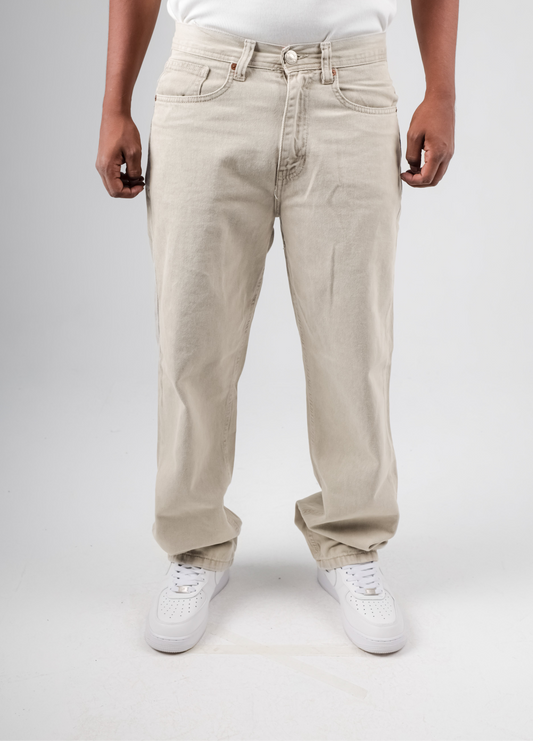 Baggy jeans in beige washed