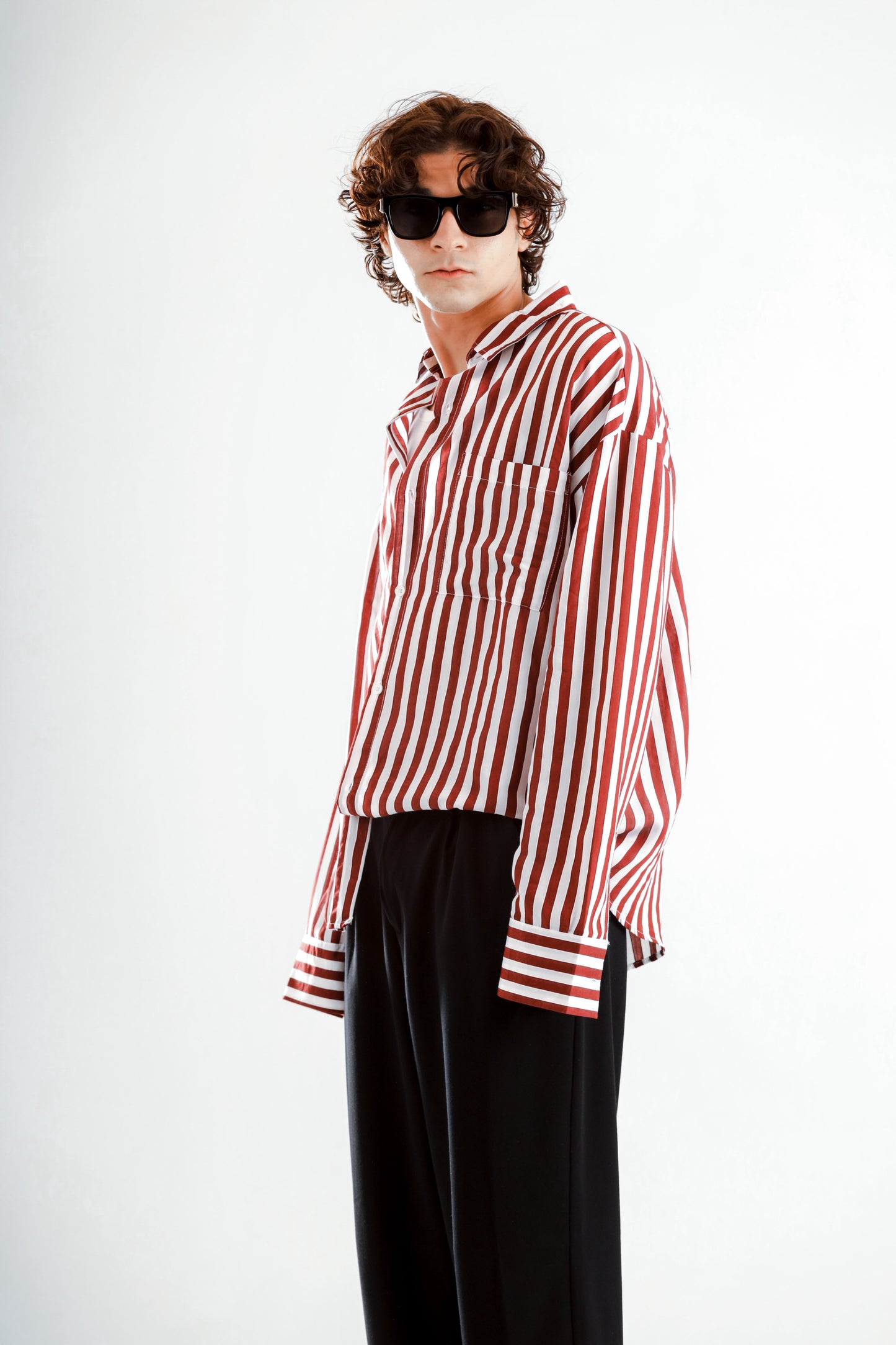 Lose fit long sleeve wide striped shirt