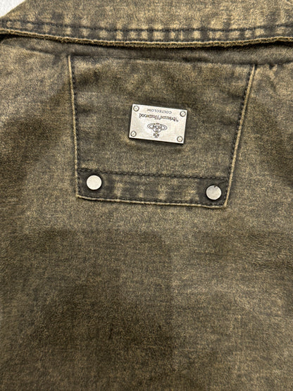 Faux suede Washed collar bomber jacket