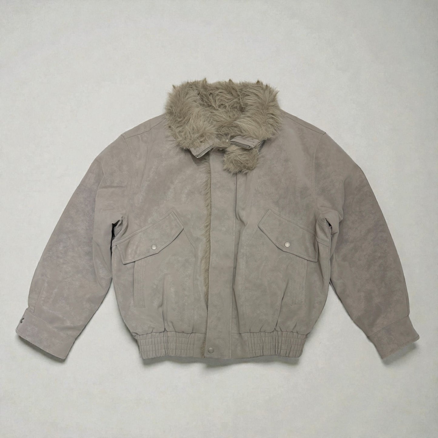 Faux Suede Aviator Jacket