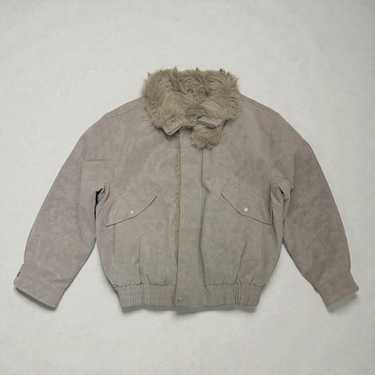 Faux Suede Aviator Jacket