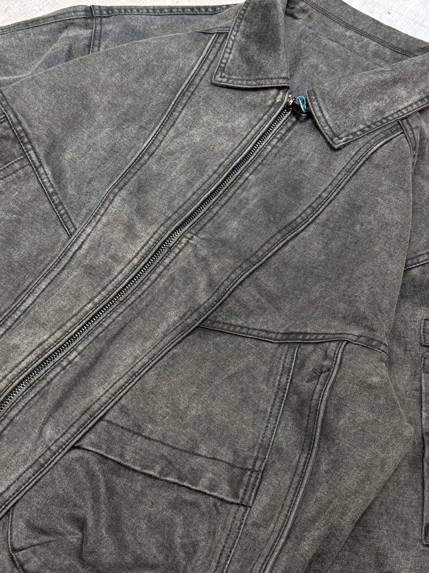 Faux suede Washed collar bomber jacket